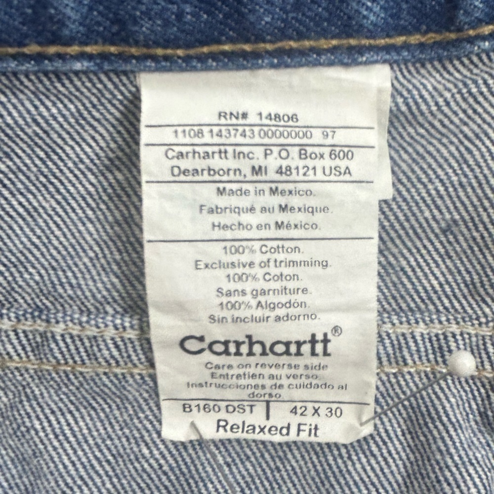 Carhartt Men's Relaxed Fit Blue Jeans. Size 42X30 - Picture 5 of 12